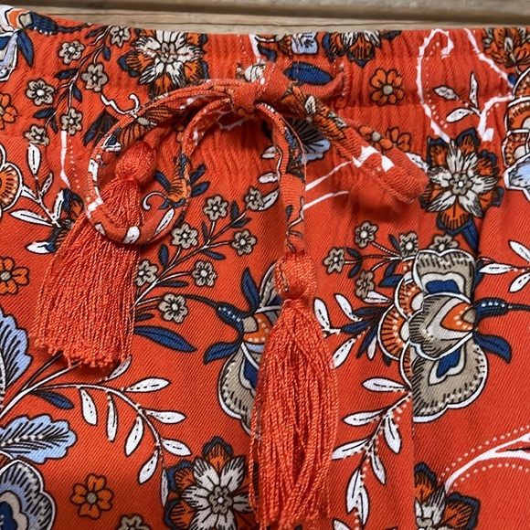J. Jill size XS Mid-rise Orange with Blue with Bohemian Print Elastic Shorts - Picture 5 of 10
